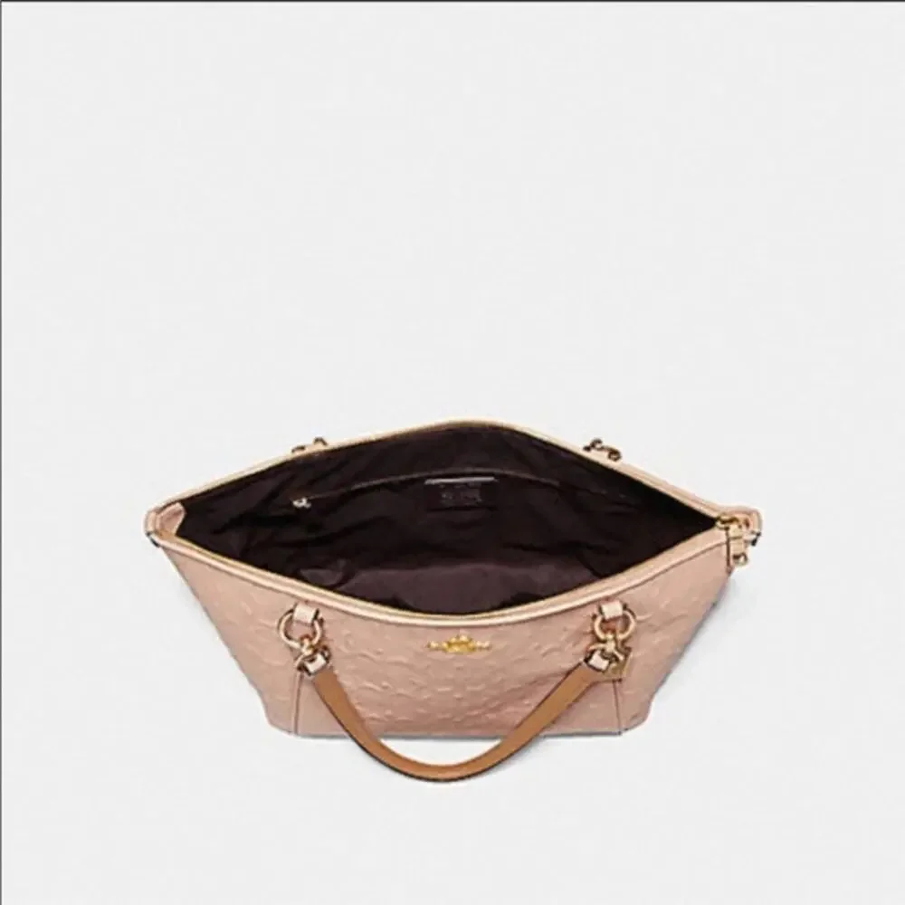 Coach Nude Pink Signature Embossed Leather Tote